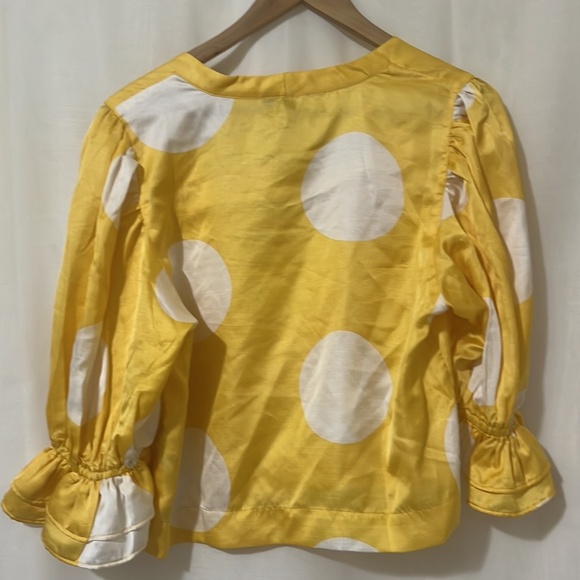 NWT Vero Moda Yellow White Polka Dot Crop Shirt - Picture 5 of 6